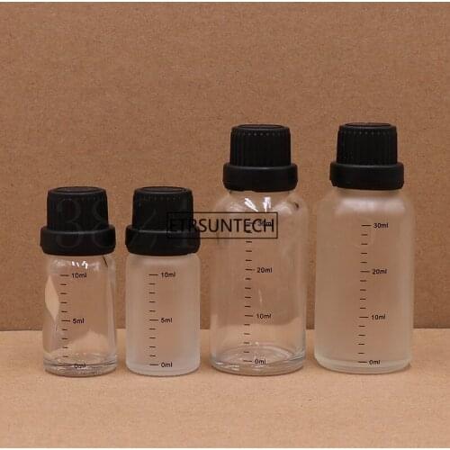 100pcs 10/30ml Empty Clear Frosted Glass Euro Orifice Sample Bottles Essential Oil Liquid Aromatherapy Pipette Vials F3531