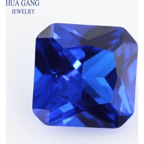 113# Blue Square Octangle Shape Princess Cut Synthetic Spinel Stone For Jewelry Size 3x3mm~10x10mm