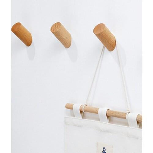 1x Natural Wood Clothes Hanger Wall Mounted Coat Hook Decorative Key Holder Hat Handbag Storage Hanger Bathroom Rack Wholesale