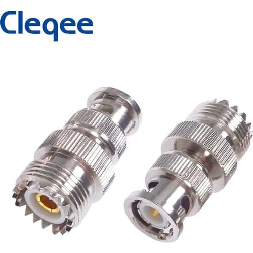 Cleqee 2PCS BNC Male to UHF SO239 PL-259 Female RF Coaxial Adapter BNC to UHF Coax Jack Connector