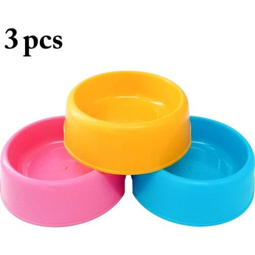 3Pcs Pet Bowls Candy Color Single Bowl Multi-Purpose Plastic Round Shape Pet Bowl Pet Feeding Bowls Cats Dog Feeder Pet Supplies