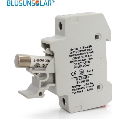 5 Sets PV Solar Fuse 20A 1000V DC Fusible 10x38 gPV, with Fuse Holder for Solar System Protection BX0234/6