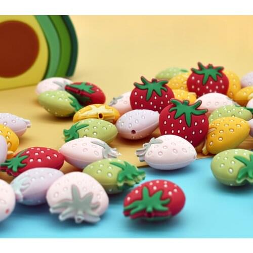 5pcs Baby Teether Beads DIY Nipple Holder Cute Cartoon Pacifier Ornaments Beads Food Grade Newborn Teething Product Infant Item