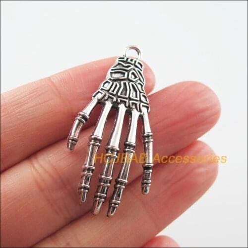 8 New Skull Claws Charms Tibetan Silver Tone Halloween Pendants 20x42mm