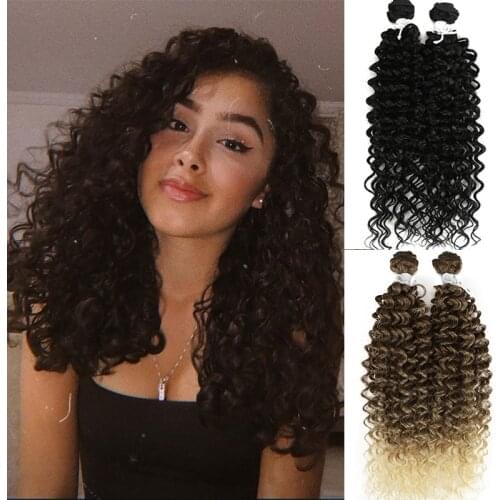 Afro Kinky Curly Synthetic Hair Bundles Brown Deep Wave Hair Extensions 2Pcs/Lot 26Inch Weave Hair Heat Resistant Classic Plus