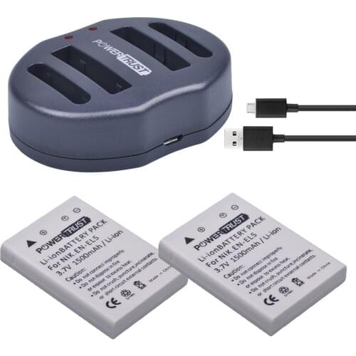 2Pcs 3.7V EN-EL5 ENEL5 Camera Battery + Dual USB Charger for NIKON Coolpix P530 P520 P510 P100 P500 P5000 P5100 P6000 3700 4200
