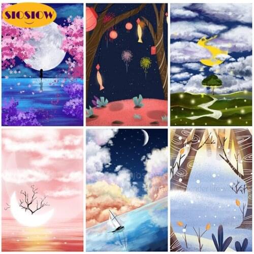 5D DIY Diamond Painting Cartoon Flower Scenery Full Square Drill Diamond Mosaic Embroidery Landscape Decor Home Gifts For Girls