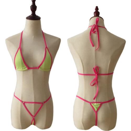 Bikini 2020 Sexy Solid color Triangle Edge Sling Thong Japanese girl Beach spa swimwear women swimsuit biquini bikinis monokini