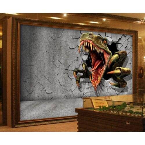 Beibehang Large custom wallpaper 3D brick wall residual wall Jurassic dinosaur background wall home decoration