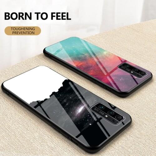 Luxury Starry Sky Glass Phone Case for Huawei Honor 30 Pro 30S Hard Cover Coque for Honor 20 Pro 20i Anti-fall Protection Case