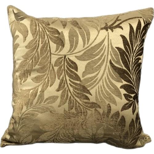 Decorative Red Leaves Cushion Cover Sofa Gold Jacquard Throw Pillowcase Plant Pillow Case from Factory