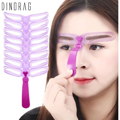 Dinorag 8 in1 Eyebrow Shaping Template Helper Eyebrow DIY Drawing Guide Kit Grooming Card Eyebrow Defining Easy Makeup Tools