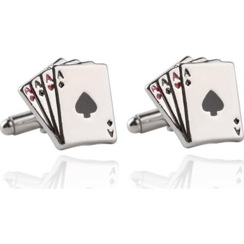 French Men Cufflinks Shirt Suit Business Cuff Links Gamble Poker Unique Design Fashion Jewelry Gifts Wholesale Dropshipping