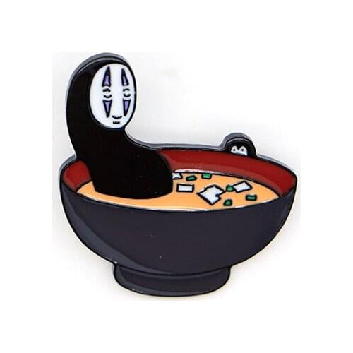 Hayao Miyazak Anime Brooches Spirited Away No Face Man Enamel Pin for Kids Lapel Pin Hat Bag Pins Women Bow Brooch Badge S62