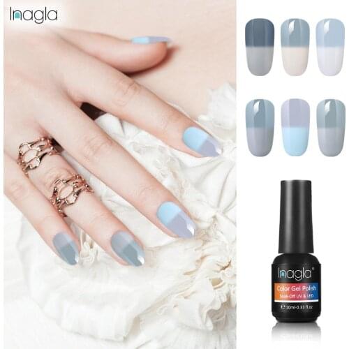 Inagla 10ml Grey Temperature Color-Changing Gel Polish 6 Colors Soak Off UV LED Top Base Coat Vernis Long Lasting Varnish