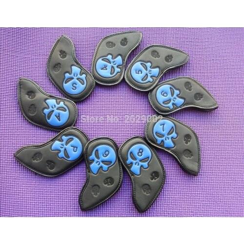 Golf Irons Headcovers PU Leather Skull Golf Iron Set Covers #4-9PAS/ set ( 9pcs )