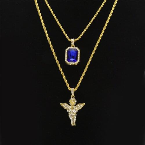 1PC Hip HopPendant Set Zircon Plus Jesus Double Necklace 4 styles 3 colors For Men Jewelry CZ Chain