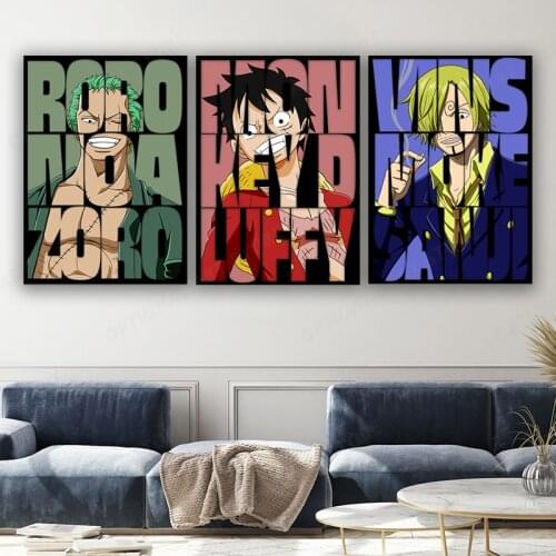 Home Decor Modular Poster Pictures One Piece Anime Wall Art Canvas Printed Painting Monkey D Luffy Living Room Modern Artwork