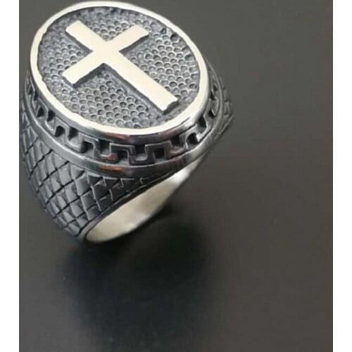 Titanium Steel - Catholic Cross Mens Ring