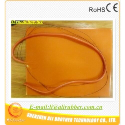 Silicone Rubber 3D Printer Heater 12v 450w 400*500*1.5mm adhesive 1face 100k thermistor 1000mm lead come out from short side