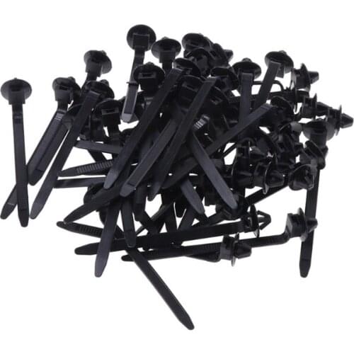 2021 New 50 Pcs Nylon Black Car Cable Strap Push Mount Wire Tie Retainer Clip Clamp