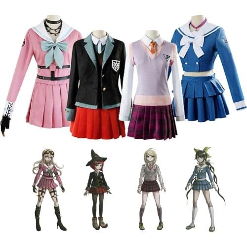 New DanganRonpa V3 Dangan Ronpa Cosplay Akamatsu kaede Iruma Miu Yumeno Himiko Uniforms Jacket Shirt Tie Skirt Cosplay Costume
