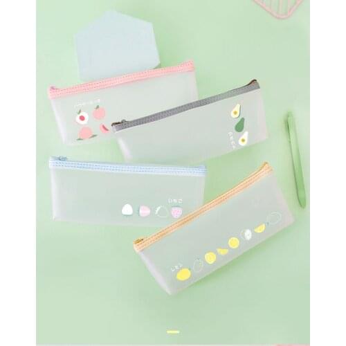 Storage bag Fruit Story Series Transparent Frosted Stationery Box Student School Supplies Storage Pencil Case Fresh Pencil Case