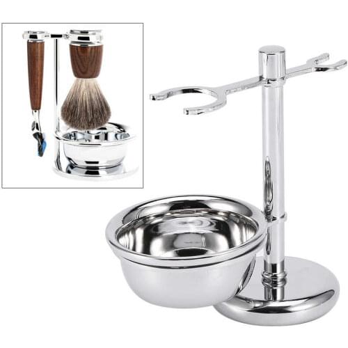 Luxury Shaving Kit Stainless Steel Shaver Brush & Safety Razor Holder Set with Soap Bowl