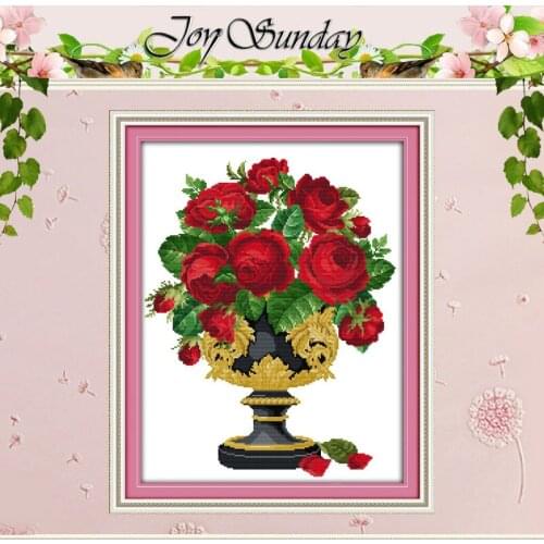 Rose vase flower Patterns Counted Cross Stitch 11CT 14CT Cross Stitch Set Wholesale DIY Cross-stitch Kit Embroidery Needlework