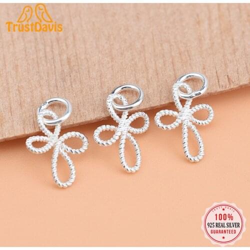 TrustDavis Real 925 Sterling Thai Silver Personality Chinese Knot Cross Charm Pendant Handmade DIY Accessories Jewelry HY086