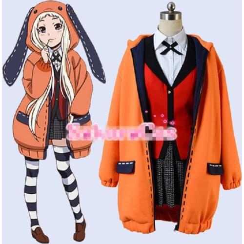 Kakegurui Figure JK School girls Uniform +Hoodie Halloween cosplay costume full sets