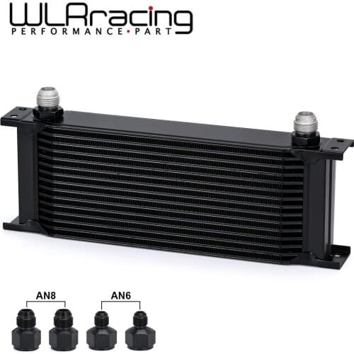 WLR - Aluminum Universal Engine transmission AN10 Oil Cooler 15rows Black With AN10 to AN6 Fitting Adapter