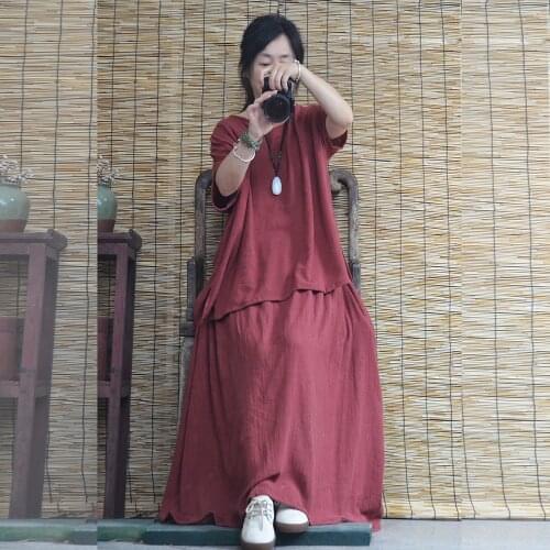 Women Retro Solid Color Vintage Elastic Waist Skirts Female Loose Casual Skirts Female Vintage Summer Skirts 2018