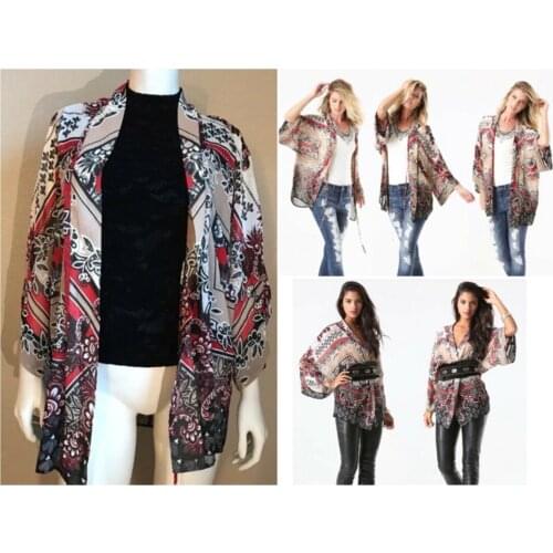 Short Sleeve Summer Tops for Women 2021 Printed Tie Kimono Summer Plus Size