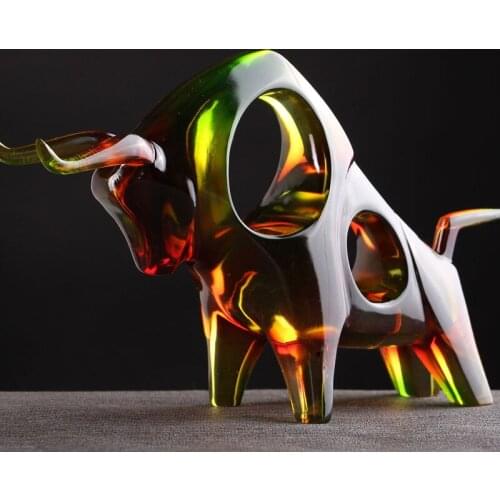 PAINTING GEOMETRY OX ARTS SCULPTURE DECORATION ABSTRACT ANIMAL SCULPTURE CATTLE STATUE CREATIVE HOME DECOR RESIN CRAFTS R4482