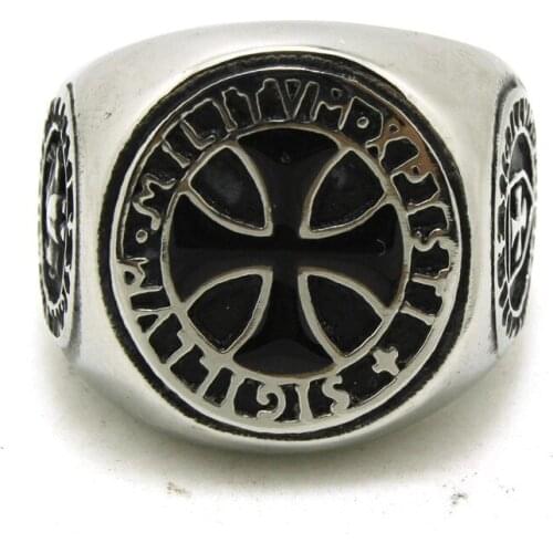 1pc Hot Selling Design!! Mens Boy Punk Style Cool New Cross Ring 316L Stainless Steel Ring Factory Price