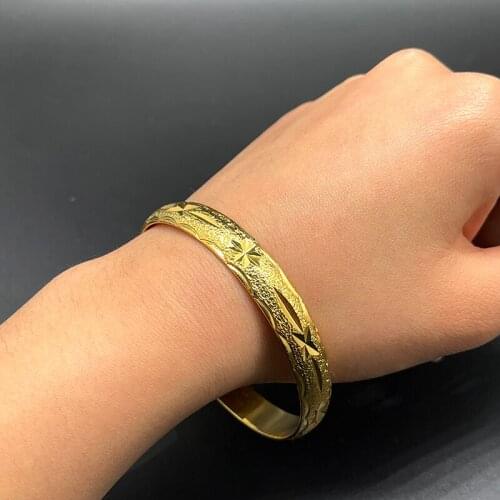 1pcs Fashion Ethiopian Women Gold Color Dubai Bride Wedding African Arab Middle East Bangle Birthday Jewelry Gift