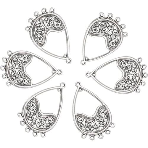 10pcs Tibetan Antique Silver Color Alloy Chandelier Component Links Water Drop Shape Earring Connector Charms For Jewelry Making