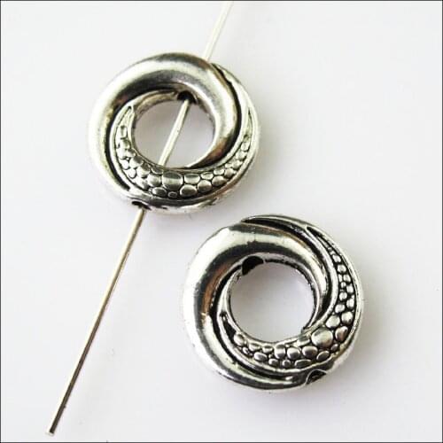 15 New Round Circle Frame Charms Tibetan Silver Tone Spacer Beads 14.5mm