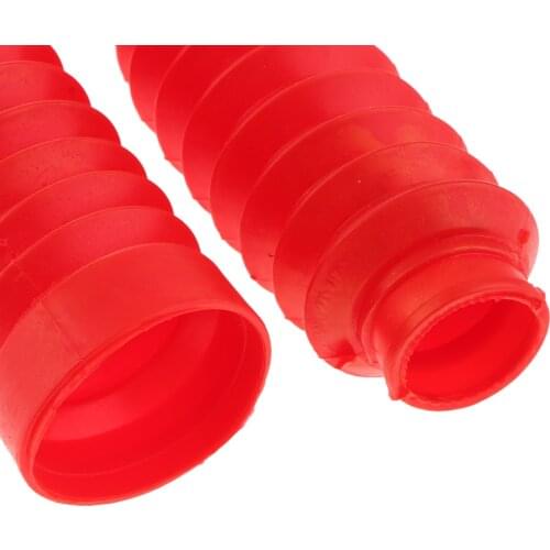 2Pcs Red Rubber Motorcycle Absorber Shock Anti-Dust Cover with Clamp 210*42*25mm