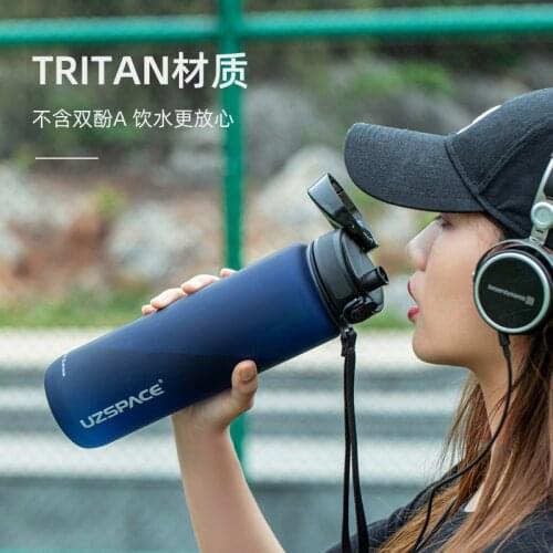 2021 New Uzspace Sport Bottle For Water Bottle High Temperature Resistant Fitness Plastic Kettle Protein Outdoor Travel Portable