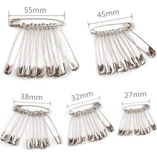 High Quality 50pcs Safety Pins DIY Sewing Tools Accessory 5 kinds size Silver Metal Needles Large Safety Pin Small Brooch YJ379