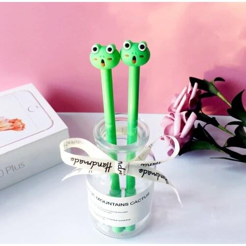 50PCS Creative-Love 0.5mm Black Students Ball Pen Gift Cartoon Frog Gel Pen Kawaii School Supplies Stationery