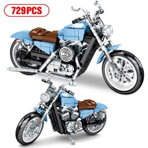 729pcs City MOC Technical Motorcycle Car Model Building Blocks Creator Classic Mechanic Super Bikes Vehicle Bricks Toys For Kids