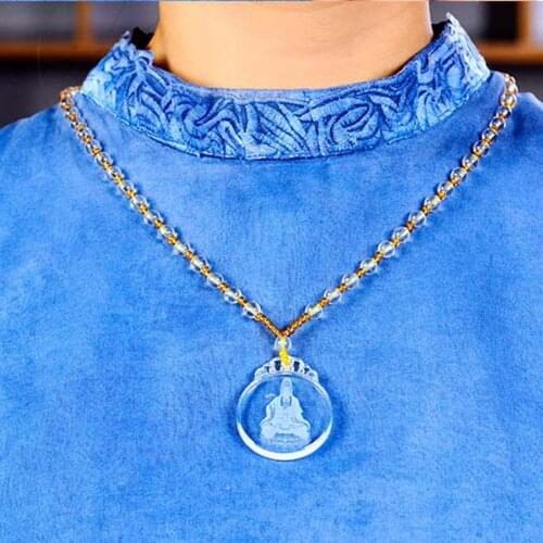 GOOD Amulet Temple Greco Buddhist pocket talisman Exorcism safe GOOD LUCK Avalokitesvara Guanyin Crystal Buddha card Pendant