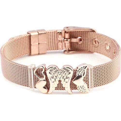 BRACE CODE Angel Wings Heart Charm Bracelet Men and Women Gift Stainless Steel Brand Bracelet Gifts