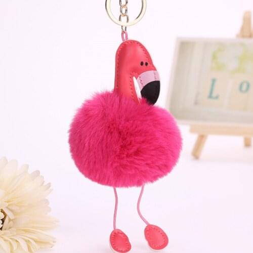 Pompom keychain flamingo key chain Pendant Decorations Birthday Women Bag Accessories Bridesmaid Wedding Favors Pom Pom Balls
