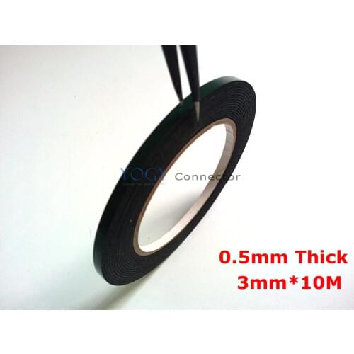 3mm*10M*0.5mm Thickness Black Double Sided Adhesive Sponge Foam Tape Gasket for Cellphone Tablet Repair dust proof
