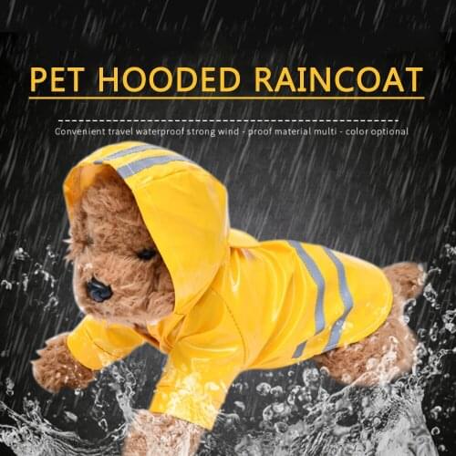 Pets Dog Hooded raincoat PU Clothes Reflective Strip Raincoats Dogs Rain Coat Waterproof Jackets Outdoor Breathable Puppies