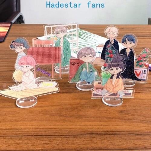 7pcs/lot Kpop star action figure JHOPE RM JUNGKOOK V JIN SUGA JIMIN figure acrylic Laser stars stand model toy gift